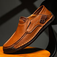 Zapatos De Cuero Hechos a Mano Para Hombre Mocasines Casuales Cómodos Zapatos Planos Para Exterior Caminar Talla Verdadera Para Adultos - details 4