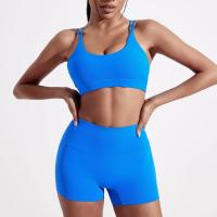 Sujetador deportivo cruzado de Color liso para mujer, Top deportivo ajustado suave de alta resistencia, ropa interior de entrenamiento integral para gimnasio y Yoga con almohadilla para el pecho - details 4