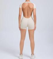 Mono de Yoga ajustado con espalda descubierta para glúteos de melocotón, ropa de ejercicio de baile, levantamiento de cadera, vientre, ropa de Yoga de una pieza de manga corta - details 4