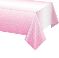 1pc gradiente Pastel rosa oro manteles desechables mantel de plástico cubierta de mesa rectangular para boda cumpleaños 54X108 pulgadas - details 0