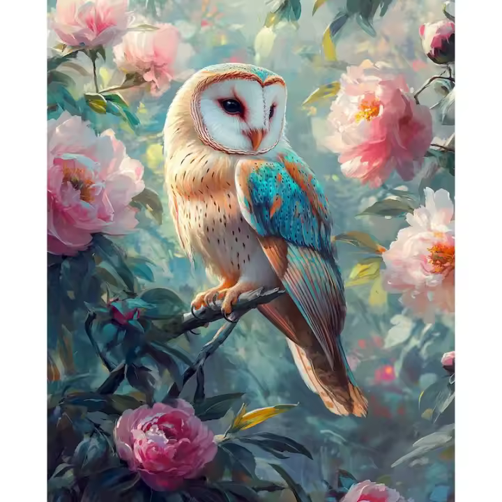 RUOPOTY-pintura por números, lienzo para colorear sobre números, búho, Animal, regalo Diy, imagen - 1