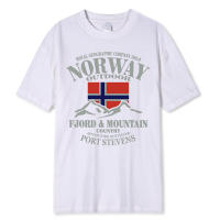 Camiseta de Verano Norway Estampado de Montaña de Fiordo Cuello Redondo de Algodón Talla Grande - details 5