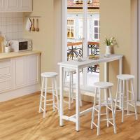 Conjunto de Mesa de Bar y 2 Taburetes, Muebles de Comedor, Mesa Alta y Taburetes de Bar, Barra Cocina y Salon, 140x40x100 cm, Metal + MDF, Roble Claro - details 46