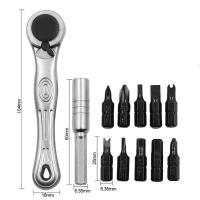 Juego de brocas de destornillador de trinquete ajustable, Mini llave portátil con 1/4 juegos de herramientas de unidad - details 4