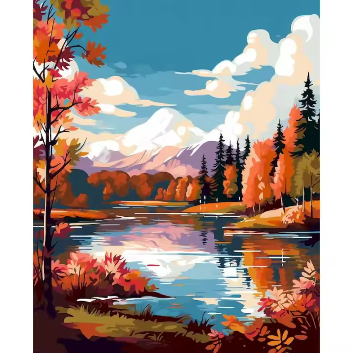 RUOPOTY-Cuadro por números DIY, pintura acrílica de paisaje pintada a mano por números, decoración de pared del hogar - 1