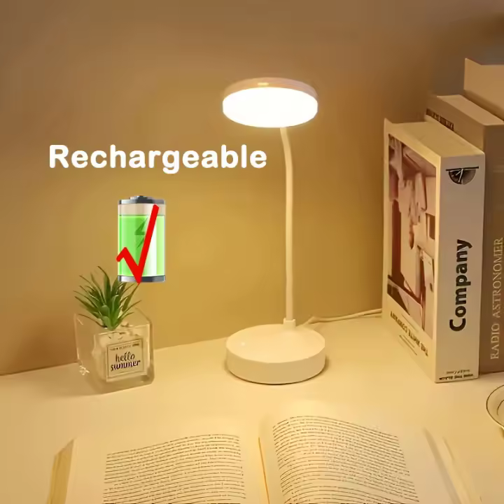 Lámpara de mesa con enchufe USB, lámpara de escritorio recargable, cama, lectura, libro, luz nocturna, LED, 3 modos de atenuación, protección ocular, lámpara de noche - 1