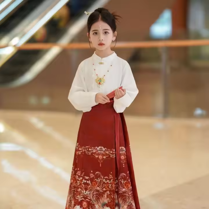Nueva falda Ma Mian para niñas, edición de invierno de estilo chino, mejora de disfraces antiguos, disfraz Tang, Hanfu para niños, niñas - 1