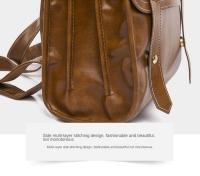 Mochila de piel blanda retro Pu para hombres y mujeres, bolsa de computadora de gran capacidad, mochila universitaria, mochila de cercanías - details 22