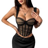 Tops de corsé con tirantes finos y malla de encaje para mujer, para una cita o salir de noche de fiesta o a un club. - details 0