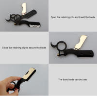 Navaja de afeitar plegable para el hogar, herramienta de corte de pelo de borde recto, cuchilla reemplazable para Barba y cejas - details 9