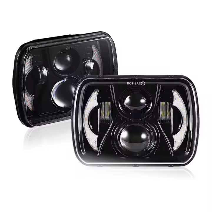Conjunto de faros LED para Jeep Cherokee XJ Wrangler YJ DOT Ford GMC, Faro de señal de giro DRL, haz Alto y Bajo, 180W, H6054, 5x7, 7x6 - 1
