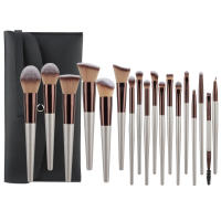 Juego de 18 Pinceles de Maquillaje Bolsa Portátil de Oro Champán con Pinceles de Sombras de Ojos y Cabello Suave - details 14