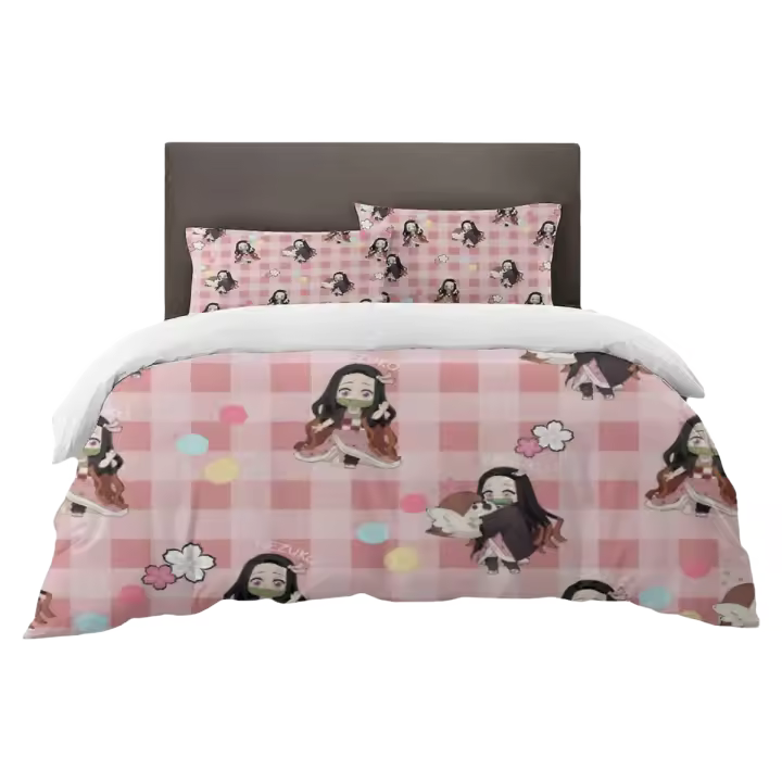 Juego de Ropa de Cama Nezuko Ligero Dulces Dibujos Animados 3 Piezas para Niños - 1