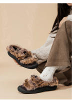 Zapatos de mujer con suela plana, cálidos y esponjosos para exteriores, zapatos casuales de algodón. - details 18
