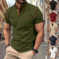 Hombre manga corta henry camiseta hombre cuello redondo patchwork body - details 1