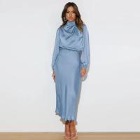 Primavera Verano nuevo vestido de manga larga de satén de gama alta vestido de noche elegante para mujer ropa de fiesta vestidos de celebridades - details 22