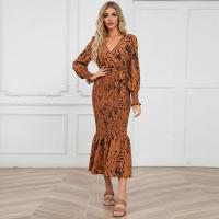 Elegante Vestido de Cuerpo Ajustado con Cuello en V Estampado Ajustado para Mujeres - details 6