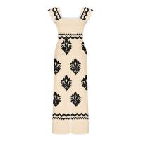 Mono Bohemio de Cintura Alta y Piernas Anchos Estampado Vintage con Manga Corta, Monos de Moda para Mujeres con Bolsillos - details 5