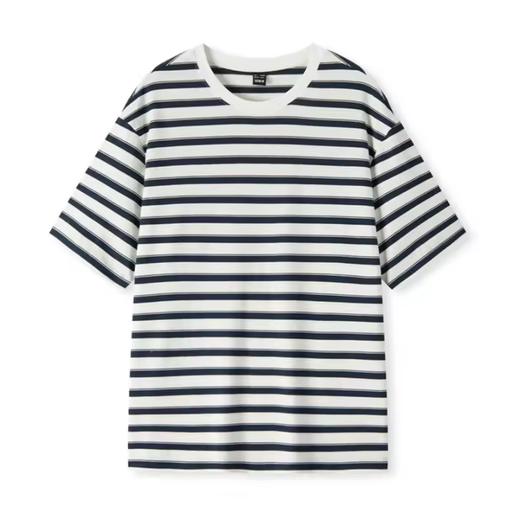 Camiseta de Verano 2025 para Hombres Semir Manga Corta, Rayas Coloridas, Ropa Casual Versátil - 1