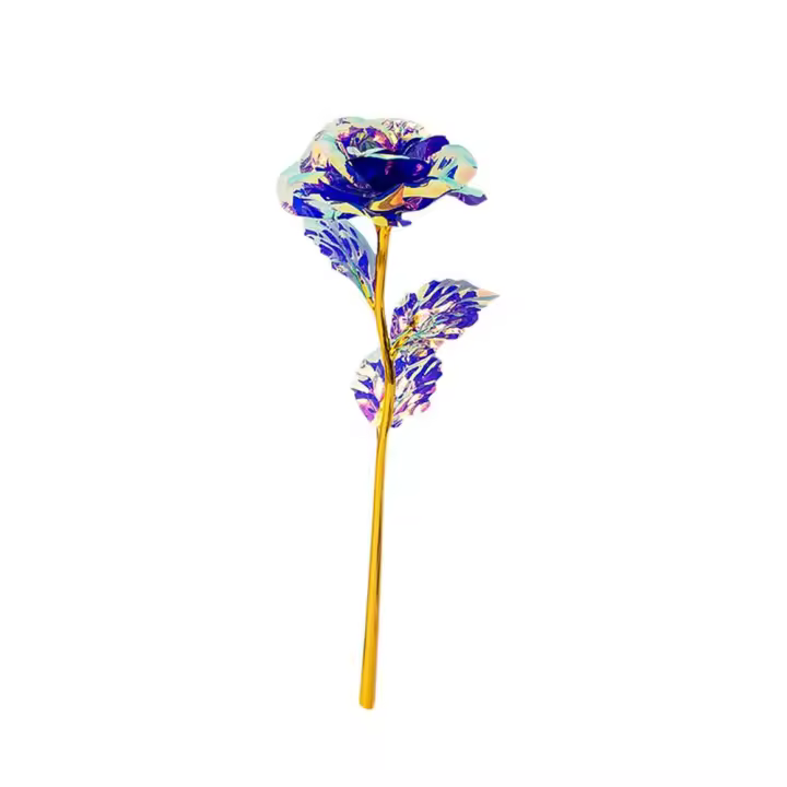 Flor Artificial chapada en oro de 24K, rosa de aluminio, regalos románticos de simulación colorida para el Día de San Valentín, 1 unidad - 1