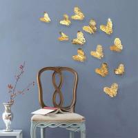 12 Uds. De pegatinas creativas de mariposa hueca 3D a la moda, arte de pared moderno, decoraciones para el hogar, regalo DIY - details 1