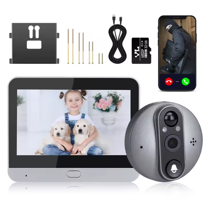 Mirilla de Puerta with Cámara Digital WIFI, timbre inteligente Tuya Pantalla LCD 4,3 pulgadas, - 1