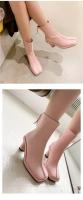 Xinzi Rain Low cantidad mínima de pedido invierno moda cabeza cuadrada piel de becerro rosa tacón de 7cm botas de mujer con parte inferior gruesa - details 5