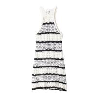 Vestido casual corto y sencillo a rayas con cuello halter, sin mangas, novedad de verano 2025 para mujeres con temperamento. - details 2
