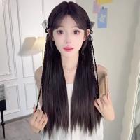 2 uds. De extensión de cabello de cola de caballo con lazo negro estilo Ballet, peluca trenzada de boxeo con cola de poni, peluca trenzada larga Natural para uso diario - details 1