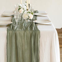 Lino Gauze Runner Decoración de Comedor Rústica para Bodas, Fiestas, Navidad 90*300CM - details 0