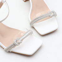 Sandalias de tacón alto con diamantes de imitación, tacones de bloque versátiles y modernos. - details 15