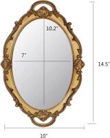 Espejo de pared decorativo ovalado Retro, colgante dorado, 39x24,5 cm - details 1