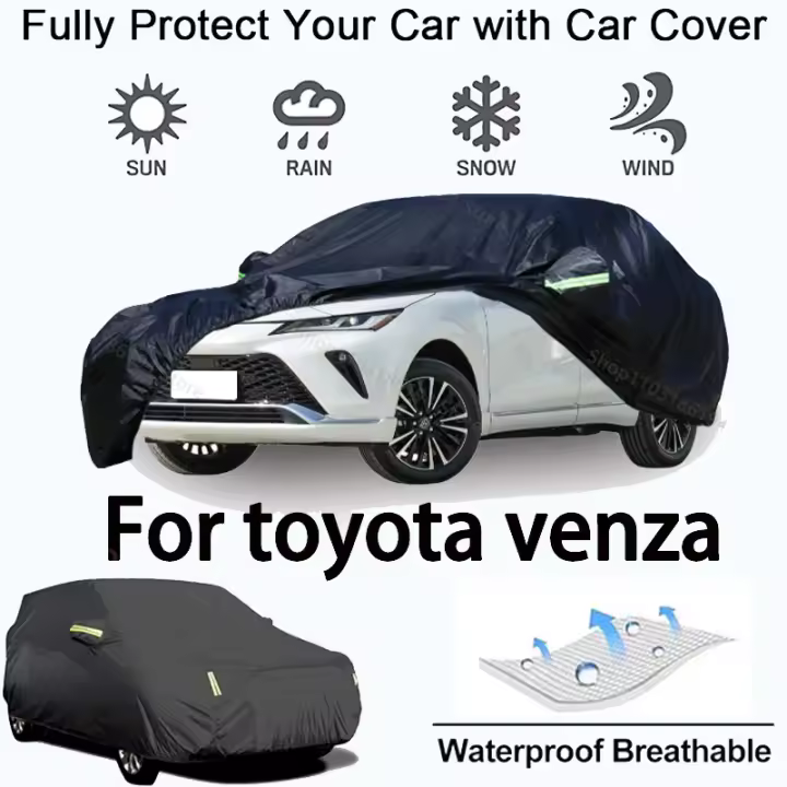 Funda Completa para Toyota Venza, Equipo de Protección Exterior - Resistente a la Nieve, Parasol, Impermeable y a Prueba de Polvo, Accesorios para Automóvil - Negro - 1