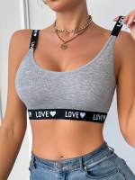 EasyFave Sujetador de punto con forma de corazón y letras para mujer - details 13