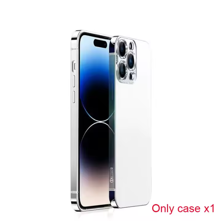 Funda de Metal de acero inoxidable para iPhone 14 Pro Max, carcasa trasera de protección de lente de glaseado, Marco De Colores primario, novedad de 2023 - 1