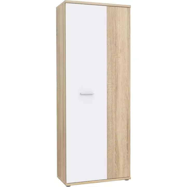 2 puertas, estantes, blanco / roble arena, 69x179x35 cm - 1