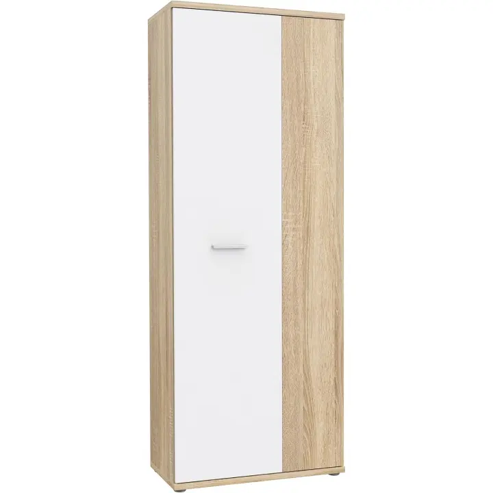 2 puertas, estantes, blanco / roble arena, 69x179x35 cm - 1
