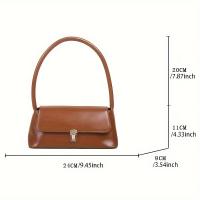 Bolso de Hombro Clásico para Mujer Cuero Falsito, Color Sólido, Cierre con Hebilla, Forro de Poliéster, Bolso Mano Vintage para Underarm No se Lavaba - details 1