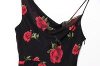 Ropa de mujer europea y americana gasa popular largo estampado floral cuello de columpio vestido largo de viaje de vacaciones vestido - details 7