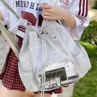Mochila transparente de nailon con cordón, mochila informal Ita con insignia dulce, mochila ligera Harajuku Y2k para senderismo - details 15