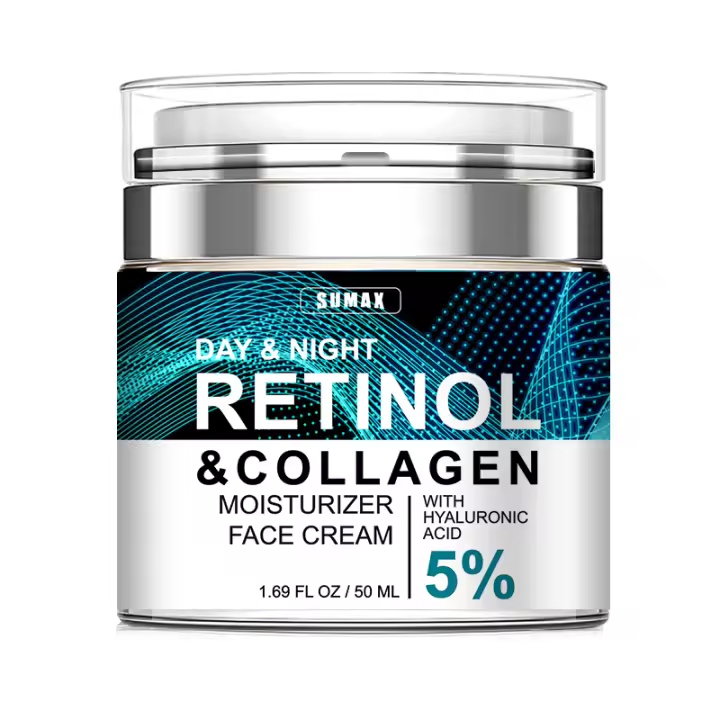 Crema facial de colágeno Sumax Retinol, crema hidratante de 50ml con ácido hialurónico, 5% hidratante, reafirmante, iluminador, cuidado de la piel - 1