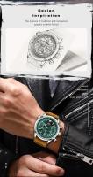 Reloj de cuarzo multifunción para hombre, cronógrafo de aviación, correa de cuero genuino, resistente al agua, luminoso, informal - details 1