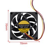 Ventilador de refrigeración sin escobillas, 70x70mm, 12V, 3 pines, caja de ordenador, CPU, CC, negro - details 1
