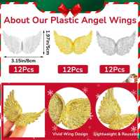 Minialas de Ángel de plástico para manualidades, 36 piezas, 3D, parches de adorno de ala blanca, para decoración de fiesta, artesanía DIY y Utilería de boda - details 1