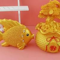 Decoración creativa para el hogar, atrayente, de resina, estatua de pez dorado para la entrada, árbol de la riqueza, decoración para gabinete de vinos - details 5