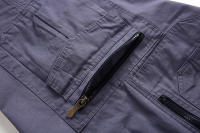 Summer men's cotton multi-pocket solid color 7-point Library, casual sports shorts - details 3