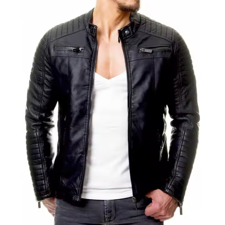 Chaqueta de Cuero para Ciclismo para Hombres A Prueba de Viento y Lluvia, Estilo Casual Hip-Hop - 1