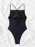 Bañador de una pieza para mujer, traje de baño liso, Monokini Sexy con tirantes, ropa de playa para verano, 2024 - details 11