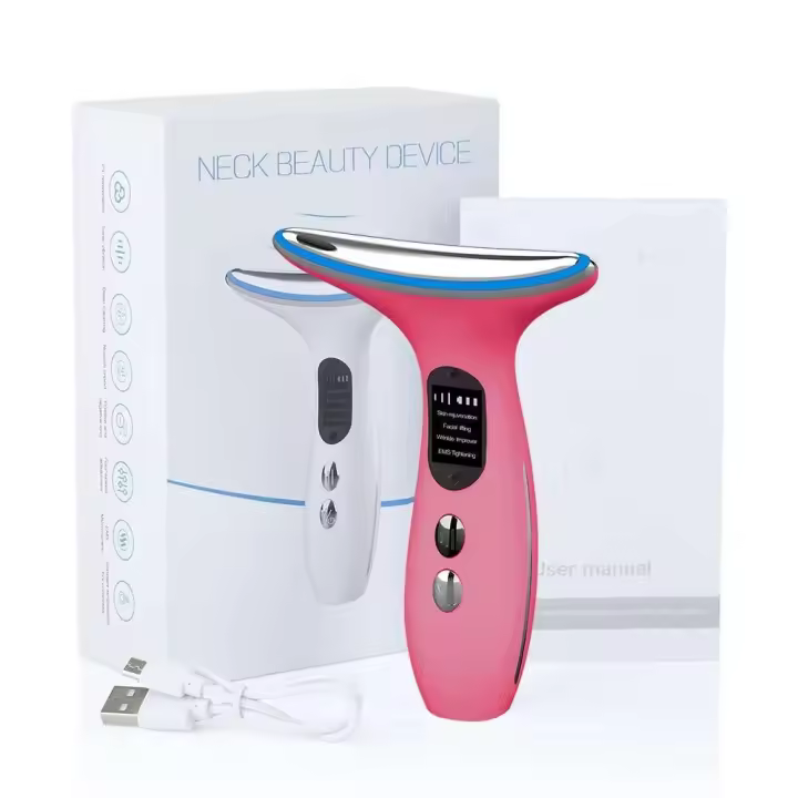 Dispositivo de belleza para el cuello, 3 modos, EMS, estiramiento Facial, eliminador de papada, LED, antiarrugas, masajeador Facial para apretar la piel - 1
