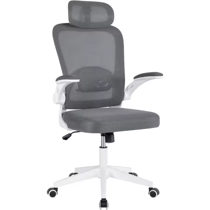 Silla de Oficina Ergonómica Giratoria con Ruedas, Transpirable con Malla, Ajustable para Reposacabezas y Apoyabrazos - 1